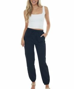 HYFVE Black Woven Drawstring Waist Jogger Pants Bottoms