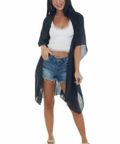 Fashion City Black 'Bride Tribe' Metallic Foil Kimono