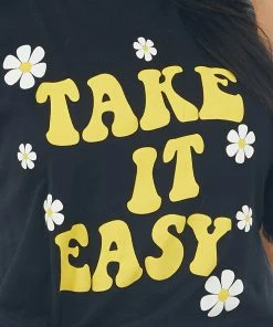 Blume+Co Black 'Take It Easy' Daisy Graphic Tank Top
