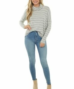 Cherish Black And Ivory Striped Oversized Long Sleeve Cowl Neck Top Tops 9 Cherish Black And Ivory Striped Oversized Long Sleeve Cowl Neck Top Tops