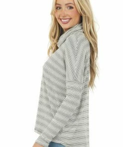 Cherish Black And Ivory Striped Oversized Long Sleeve Cowl Neck Top Tops 11 Cherish Black And Ivory Striped Oversized Long Sleeve Cowl Neck Top Tops