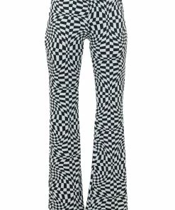 ADORA Bottoms Black And Off White Abstract Checkered Print Pants