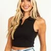 HYFVE Black Collared Sleeveless Knit Crop Top Tops 2 HYFVE Black Collared Sleeveless Knit Crop Top Tops
