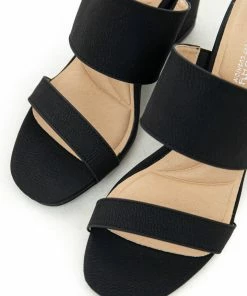 Chinese Laundry Black Double Strap Slip On Cushioned Wedges