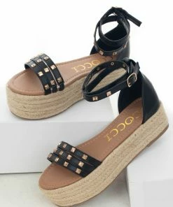 CCOCCI Black Faux Leather Espadrille Platform Sandals 13 CCOCCI Black Faux Leather Espadrille Platform Sandals