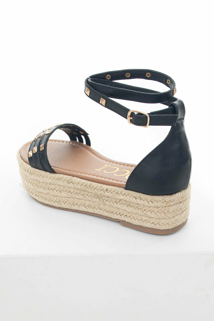 CCOCCI Black Faux Leather Espadrille Platform Sandals 5 CCOCCI Black Faux Leather Espadrille Platform Sandals