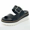 FORTUNE DYNAMIC Black Platform Silver Buckle Strap Slip On Sandals