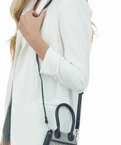 Fame Accessories Black Rhinestone Mini Clutch Purse With Handle