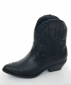 FORTUNE DYNAMIC Black Western Style Pointed Toe Booties