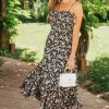 Davi & Dani Dresses Black And Blush Floral Sleeveless Maxi Dress