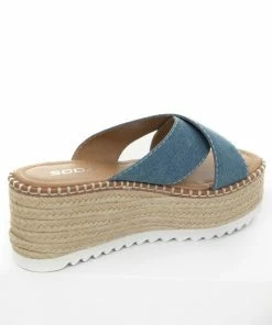 FORTUNE DYNAMIC Shoes Blue Denim Strap Espadrille Platform Sandals