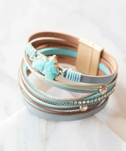 MYS WHOLESALE Blue Multi Strand Bracelet With Druzy Stone Accessories