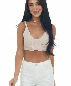 HYFVE Blush Crocheted Scalloped Hem V Neck Bralette Accessories