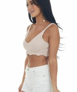 HYFVE Blush Crocheted Scalloped Hem V Neck Bralette Accessories