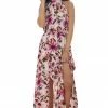 Staccato Dresses Blush Floral Print Halter Neck Maxi Dress