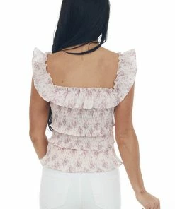 Lush Clothing Blush Floral Smocked Ruffle Tiered Tank Top Tops 12 Lush Clothing Blush Floral Smocked Ruffle Tiered Tank Top Tops