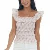 Lush Clothing Blush Floral Smocked Ruffle Tiered Tank Top Tops