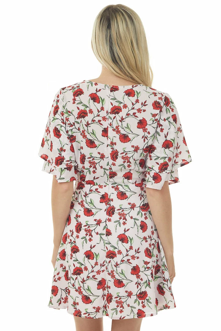 ROKOKO Blush Pink Floral Print Surplice Short Dress 7 ROKOKO Blush Pink Floral Print Surplice Short Dress