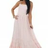 IN LOOM Dresses Blush Smocked Strappy Back Halter Maxi Dress