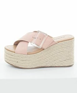 FORTUNE DYNAMIC Shoes Blush Buckle Strap Espadrille Platform Wedges