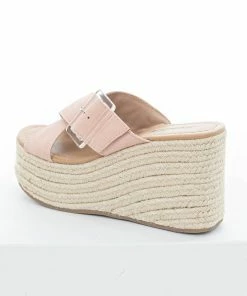 FORTUNE DYNAMIC Shoes Blush Buckle Strap Espadrille Platform Wedges