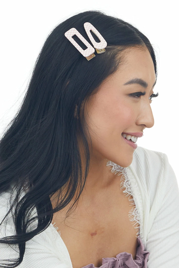 Denim & Daisy Blush Checkered 2 Piece Alligator Hair Clips Accessories 5 Denim & Daisy Blush Checkered 2 Piece Alligator Hair Clips Accessories