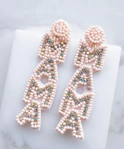 Avenue Zoe Blush 'Mama' Seed Bead And Rhinestone Earrings