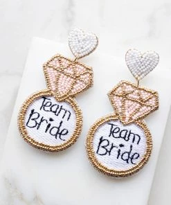 Fame Accessories Blush And Gold 'Team Bride' Beaded Earrings