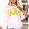 Rosemead Tops Blush And Sunshine 'Smile' Graphic Sweatshirt