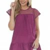 Davi & Dani Tops Boysenberry Eyelet Lace Yoke Tunic Blouse 2 Davi & Dani Tops Boysenberry Eyelet Lace Yoke Tunic Blouse