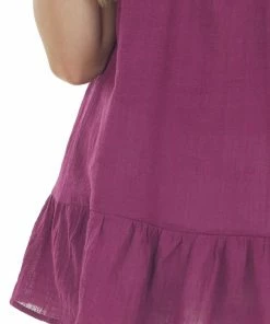 Davi & Dani Tops Boysenberry Eyelet Lace Yoke Tunic Blouse