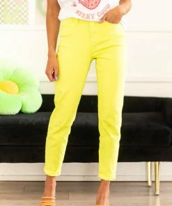 Judy Blue Bright Key Lime High Waist Slim Fit Jeans Bottoms