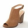 Intouch Footwear Shoes Brown Sugar Faux Leather Peep Toe Heeled Booties
