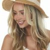Aili's Corner Accessories Brown Sugar Frayed Edge Ribbon Panama Straw Hat