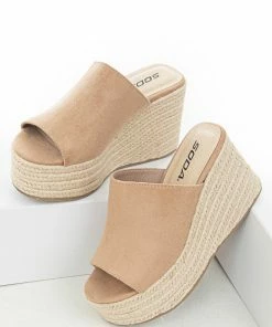 FORTUNE DYNAMIC Brown Sugar Suede Slip On Espadrille Wedge Shoes