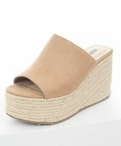 FORTUNE DYNAMIC Brown Sugar Suede Slip On Espadrille Wedge Shoes