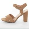 FORTUNE DYNAMIC Brown Sugar Criss Cross Strap Square Toe Heels Shoes