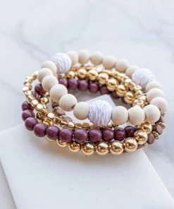 WALL TO WALL Brown And Gold Assorted Circle Bead Bracelets Accessories