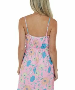 First Love Bubblegum Floral Print Sleeveless Short Dress Dresses