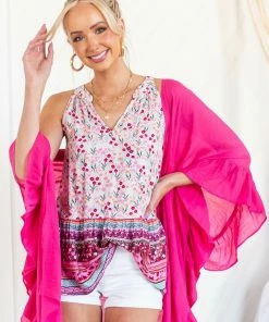 Staccato Bubblegum Floral Print Notch Neck Halter Tank Tops