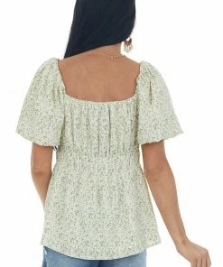 Heyson Buttercream Ditsy Floral Babydoll Blouse Tops