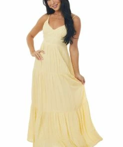 Lush Clothing Dresses Buttercream Swiss Dot Babydoll Maxi Dress