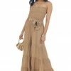 HYFVE Camel Strapless Smocked Flare Leg Jumpsuit 1 HYFVE Camel Strapless Smocked Flare Leg Jumpsuit