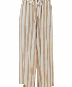 L Love Camel Striped Wide Leg High Rise Tie Pants