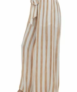 L Love Camel Striped Wide Leg High Rise Tie Pants