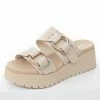 FORTUNE DYNAMIC Camel Faux Leather Platform Sandals With Buckles Shoes