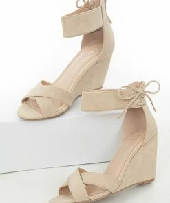 Chinese Laundry Camel Faux Nubuck Wedges With Ankle Strap