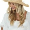 Urbanista Camel Frayed Edge Rope Tie Detail Woven Straw Hat Accessories