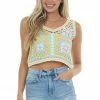 En Creme Canary Yellow Multicolor Crochet Tank Top 2 En Creme Canary Yellow Multicolor Crochet Tank Top