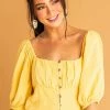 Aemi + Co Tops Canary Yellow Button Down Puff Sleeve Blouse 1 Aemi + Co Tops Canary Yellow Button Down Puff Sleeve Blouse
